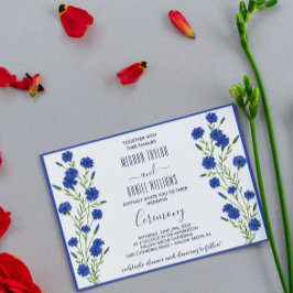 Cornflower Blue Botanical Wedding Kaart