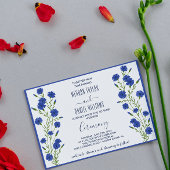 Cornflower Blue Botanical Wedding Kaart