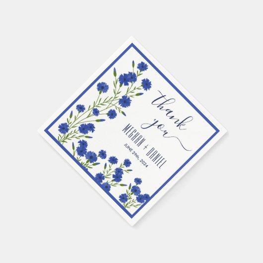 Cornflower Blue Botanical Wedding Servet (Hoek)
