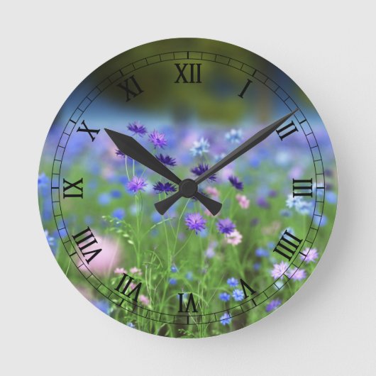 Cornflower Blue Clock Ronde Klok (Voorkant)