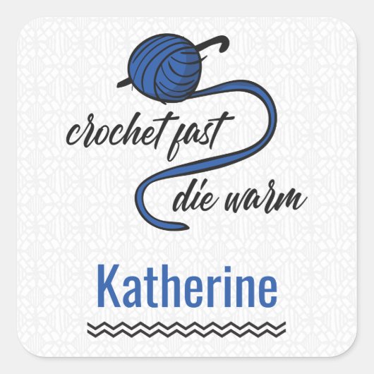 Cornflower Blue Crochet Fast, Die Warm Vierkante Sticker (Voorkant)