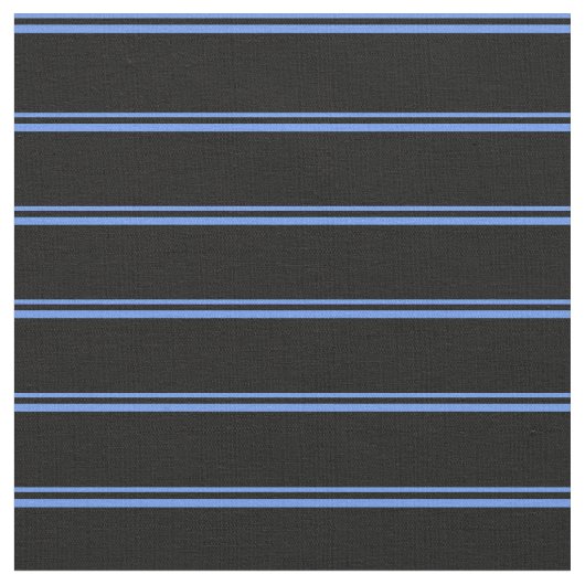 Cornflower Blue en Black Pattern of Stripes Stof (Close Up)