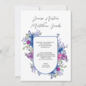 Cornflower Blue en White Wedding Invitation Kaart (Voorkant)