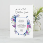 Cornflower Blue en White Wedding Invitation Kaart (Staand voorkant)