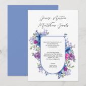 Cornflower Blue en White Wedding Invitation Kaart (Voorkant / Achterkant)