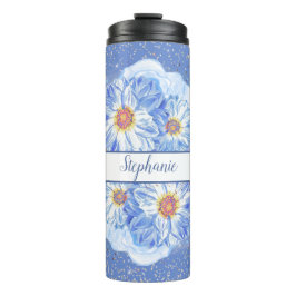 Cornflower Blue Floral, gepersonaliseerd Thermosbeker