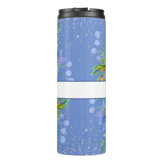 Cornflower Blue Floral, gepersonaliseerd Thermosbeker (Achterkant)