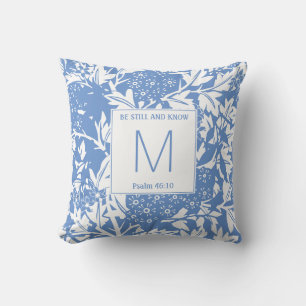 Cornflower Blue Floral Monogram Kussen