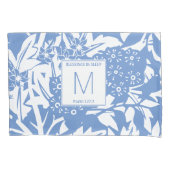 Cornflower Blue Floral Monogram Kussensloop (Voorkant)