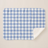 Cornflower Blue Gingham Check Patroon Sherpa Deken (Voorkant (horizontaal))