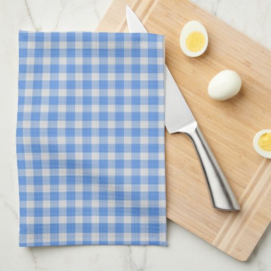 Cornflower Blue Gingham Check Pattern  Theedoek (Quarter Fold)