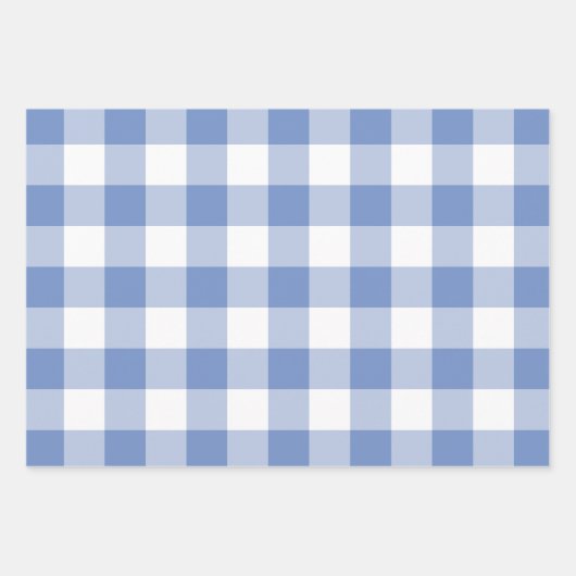 Cornflower Blue Gingham Check Pset Inpakpapier Vel (Voorkant 3)