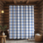 Cornflower Blue Gingham Check Pset Patroon Douchegordijn