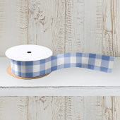 Cornflower Blue Gingham Check Pset Patroon Satijnen Lint