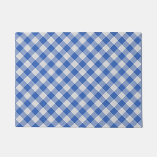 Cornflower Blue Gingham Pset Checkered Pattern Deurmat (Voorkant)