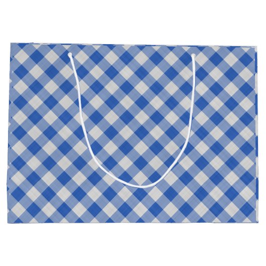 Cornflower Blue Gingham Pset Checkered Pattern Groot Cadeauzakje (Achterkant)