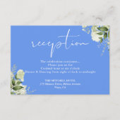 Cornflower Blue Greenery Script Huwelijksreceptie Informatiekaartje (Voorkant)