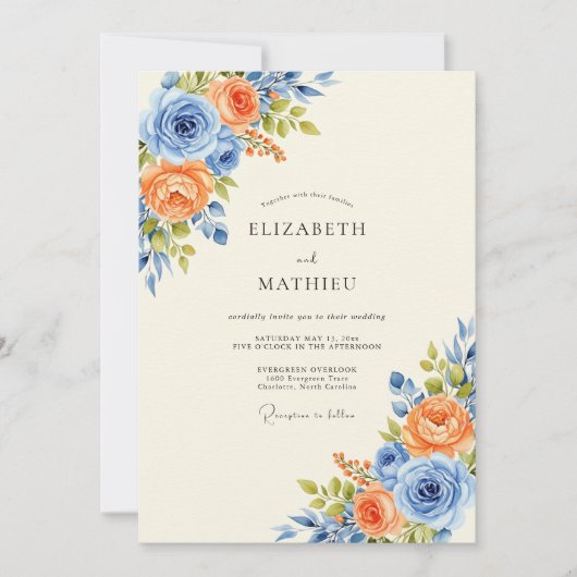 Cornflower Blue Harmonious Spring Wedding Kaart (Voorkant)