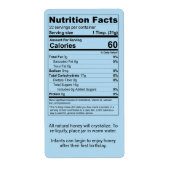 Cornflower Blue Honey Jar Nutrition Facts Etiket (Voorkant)