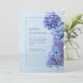 Cornflower Blue Hydrangea Minimalist Frame Wedding Kaart (Staand voorkant)