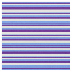Cornflower Blue, Indigo en White Stripes Stof