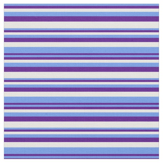 Cornflower Blue, Indigo en White Stripes Stof (Close Up)