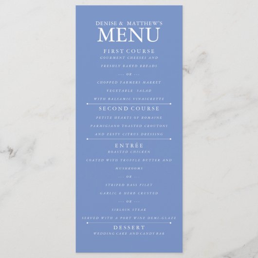 Cornflower Blue Menu (Voorkant)