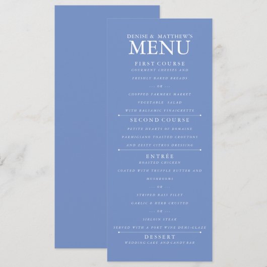 Cornflower Blue Menu (Voorkant / Achterkant)