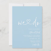 Cornflower Blue Minimalist Script Modern Wedding Kaart (Voorkant)