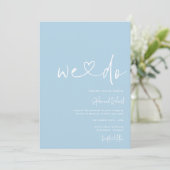 Cornflower Blue Minimalist Script Modern Wedding Kaart (Staand voorkant)