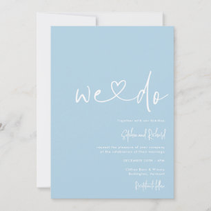 Cornflower Blue Minimalist Script Modern Wedding Kaart