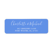 Cornflower Blue Modern Script Retouradres Etiket (Voorkant)