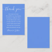 Cornflower Blue Modern Script Wedding Dank u Plaatskaartje (Voorkant / Achterkant)