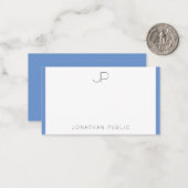 Cornflower Blue Monogrammen Eenvoudige Sjabloon (Voorkant / Achterkant in situ)