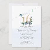 Cornflower blue Paeony Rozen Uitnodiging (Voorkant)