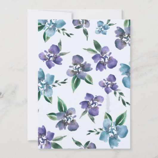 Cornflower blue Paeony Rozen Uitnodiging (Achterkant)