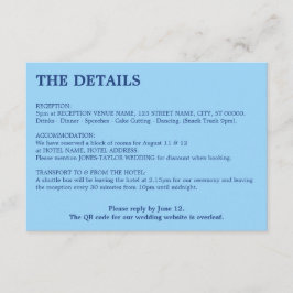 Cornflower Blue QR Code Trouwdetails Informatiekaartje