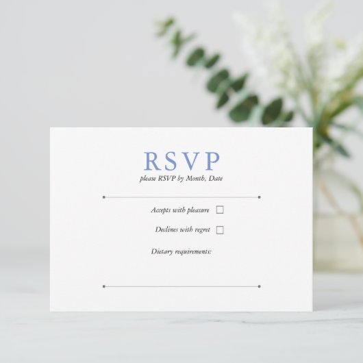 Cornflower Blue RSVP Kaartje (Staand voorkant)