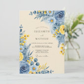 Cornflower Blue Serene Botanical Wedding Kaart (Staand voorkant)
