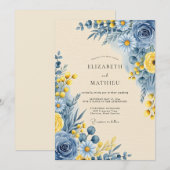 Cornflower Blue Serene Botanical Wedding Kaart (Voorkant / Achterkant)