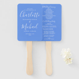 Cornflower Blue Signature Script Wedding Program Handwaaier