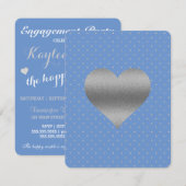Cornflower Blue & Silver Polka Dot Shower Party Kaart (Voorkant / Achterkant)
