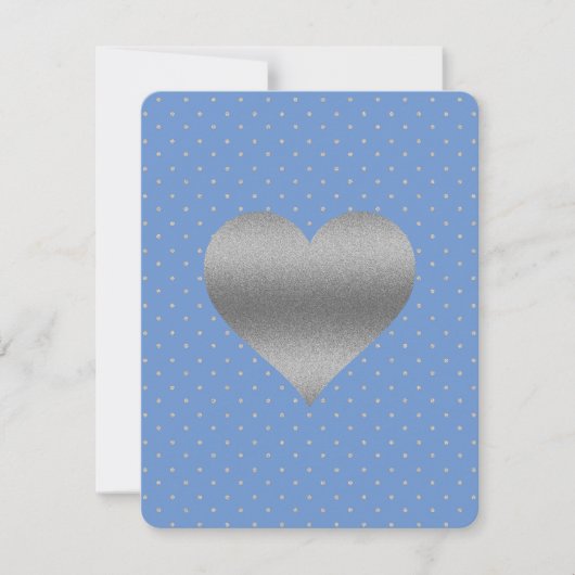 Cornflower Blue & Silver Polka Dot Shower Party Kaart (Voorkant)