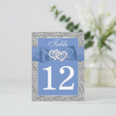 Cornflower Blue, Silver Table Number Card Briefkaart (Staand voorkant)