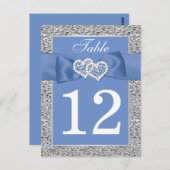 Cornflower Blue, Silver Table Number Card Briefkaart (Voorkant / Achterkant)