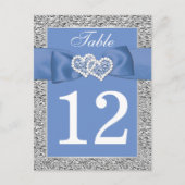 Cornflower Blue, Silver Table Number Card Briefkaart (Voorkant)