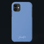 Cornflower Blue Solid Color Custom Monogram Case-Mate iPhone Case<br><div class="desc">Een afbeelding van een vaste kleurenkast in korenbloemblauw,  mijn favoriete schaduw uit het zee. Een vreedzame oceaanwaterkleur met je aangepaste monogram. Personaliseer met jouw naam in elegant wit manuscript.</div>