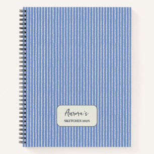Cornflower Blue Stripes Patroon Gepersonaliseerd Notitieboek