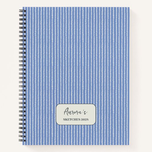 Cornflower Blue Stripes Patroon Gepersonaliseerd Notitieboek (Voorkant)
