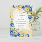 Cornflower Blue Sunny Summer Wedding Kaart (Staand voorkant)